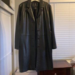 Petite leather trenchcoat